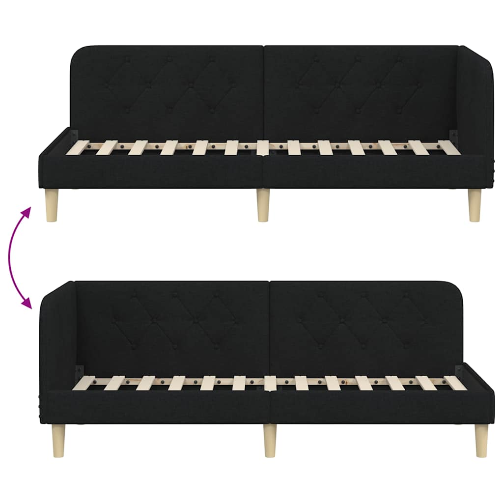 Kutni okvir kreveta Crna 80 x 200 cm tkanina