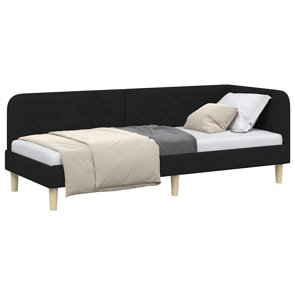 Kutni okvir kreveta Crna 80 x 200 cm tkanina