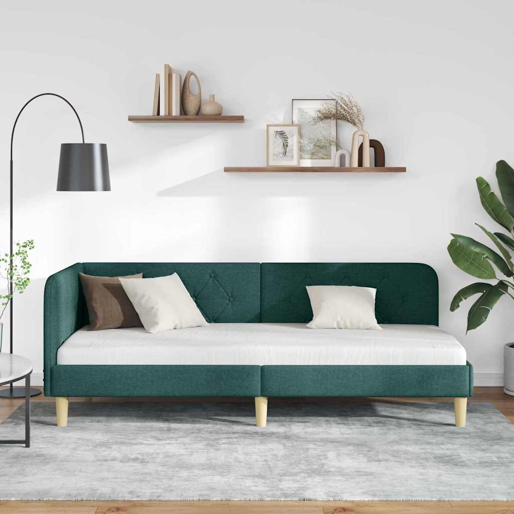 Kutni okvir kreveta Tamnozelena 80 x 200 cm tkanina
