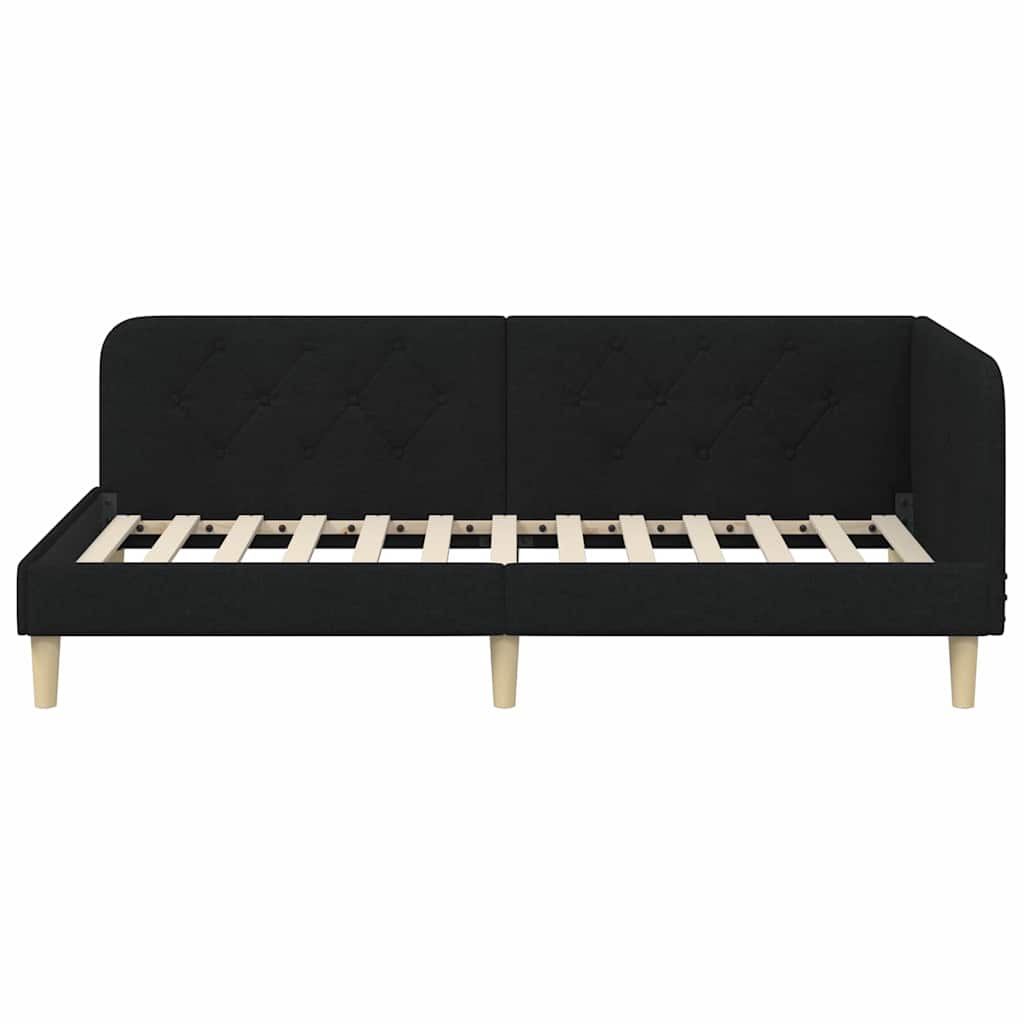 Kutni okvir kreveta Crna 90 x 190 cm tkanina