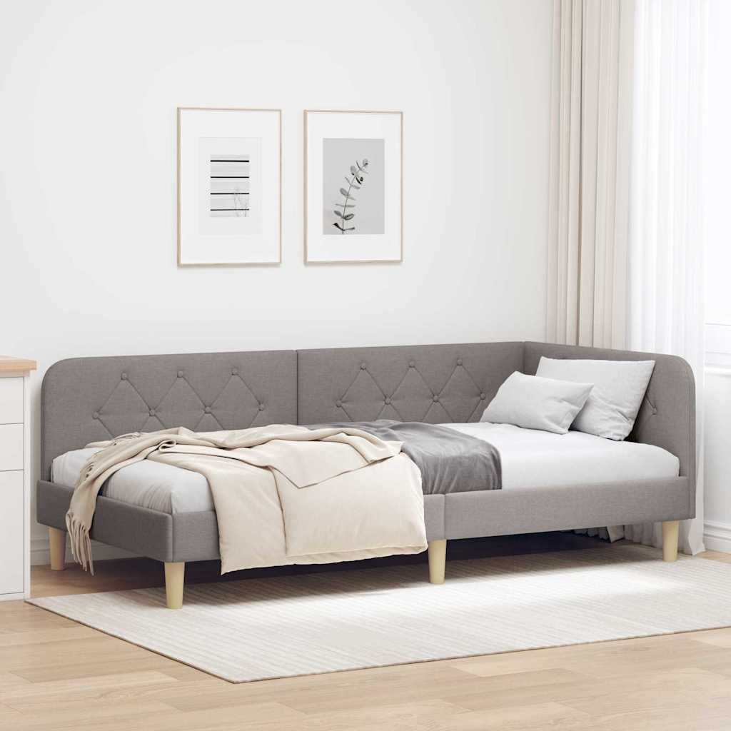 Kutni okvir kreveta Sivo-smeđa 90 x 190 cm tkanina