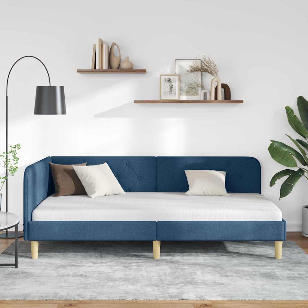 Kutni okvir kreveta Plava 90 x 190 cm tkanina