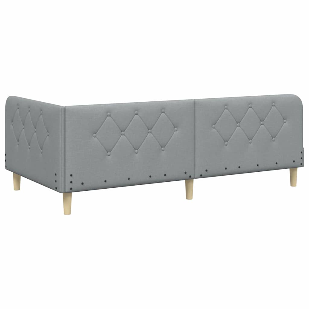 Kutni okvir kreveta Svijetlo siva 90 x 200 cm tkanina