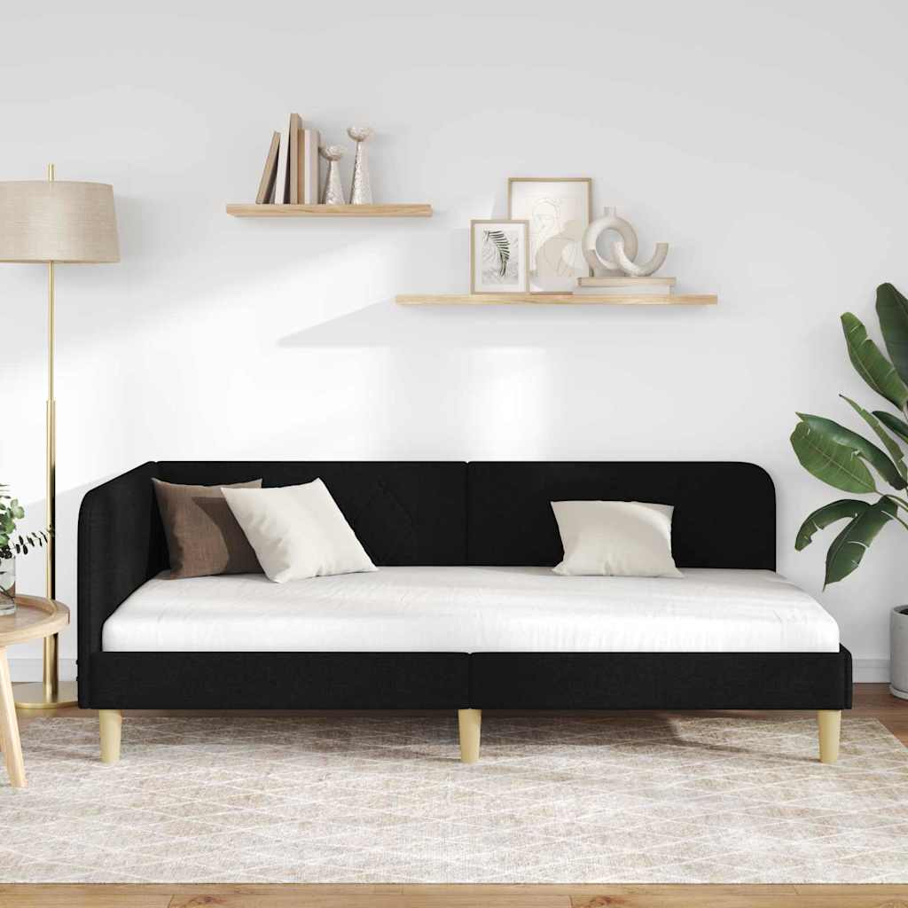 Kutni okvir kreveta Crna 90 x 200 cm tkanina