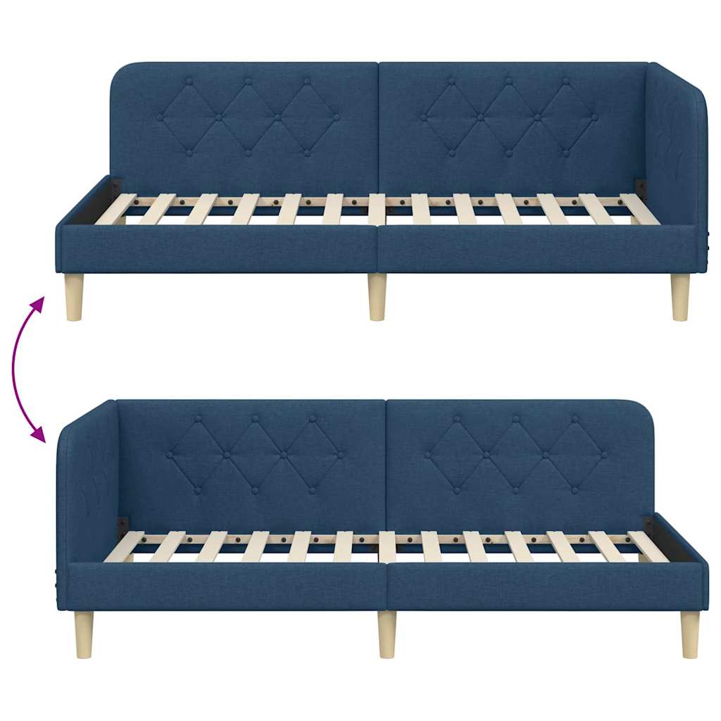 Kutni okvir kreveta Plava 90 x 200 cm tkanina