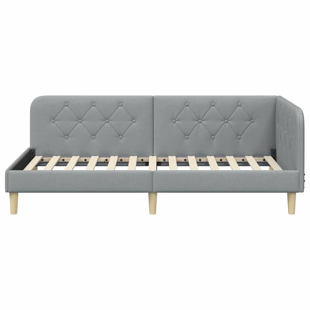 Kutni okvir kreveta Svijetlo siva 100 x 200 cm tkanina