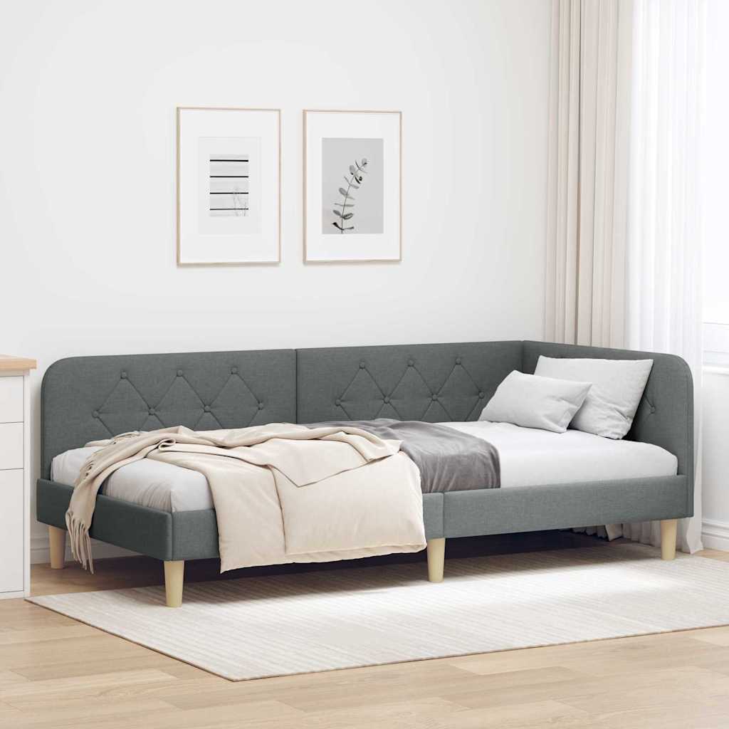 Kutni okvir kreveta Tamno siva 100 x 200 cm tkanina
