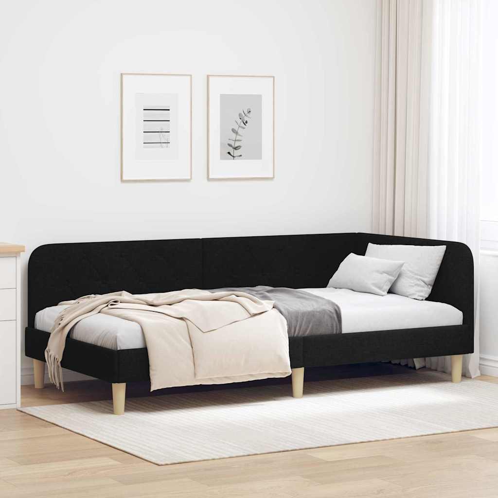 Kutni okvir kreveta Crna 100 x 200 cm tkanina