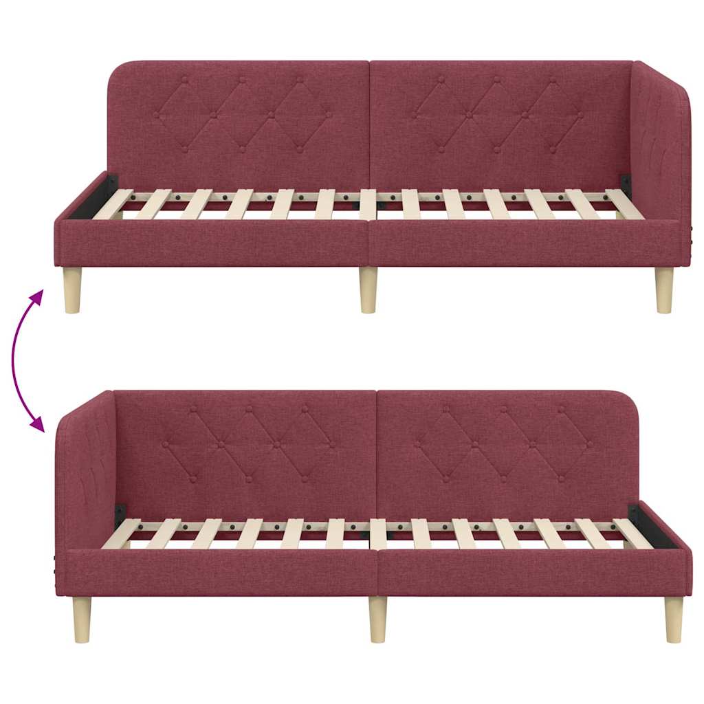 Kutni okvir kreveta Vinska crvena 100 x 200 cm tkanina