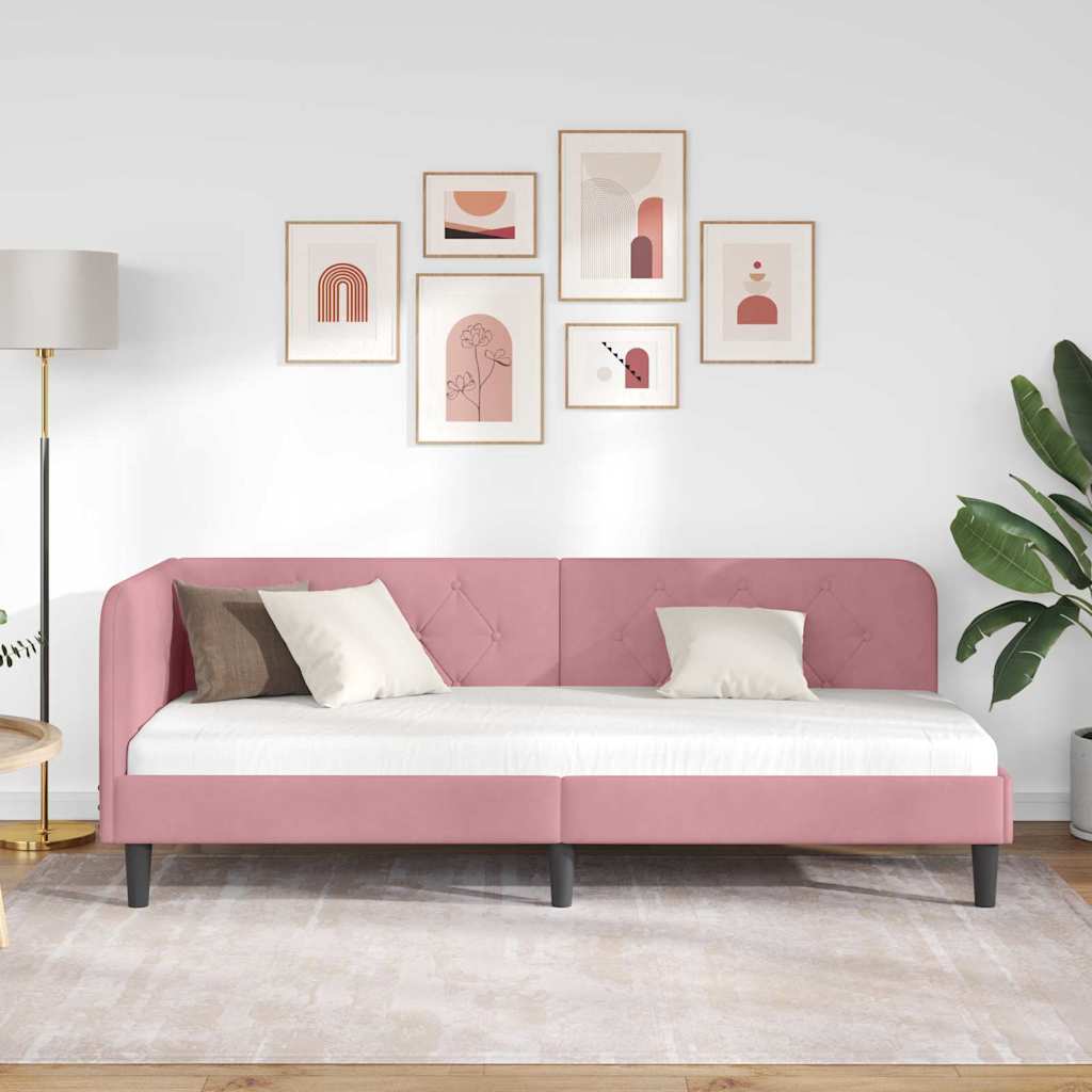 Kutni okvir kreveta Ružičasta 80 x 200 cm Baršun