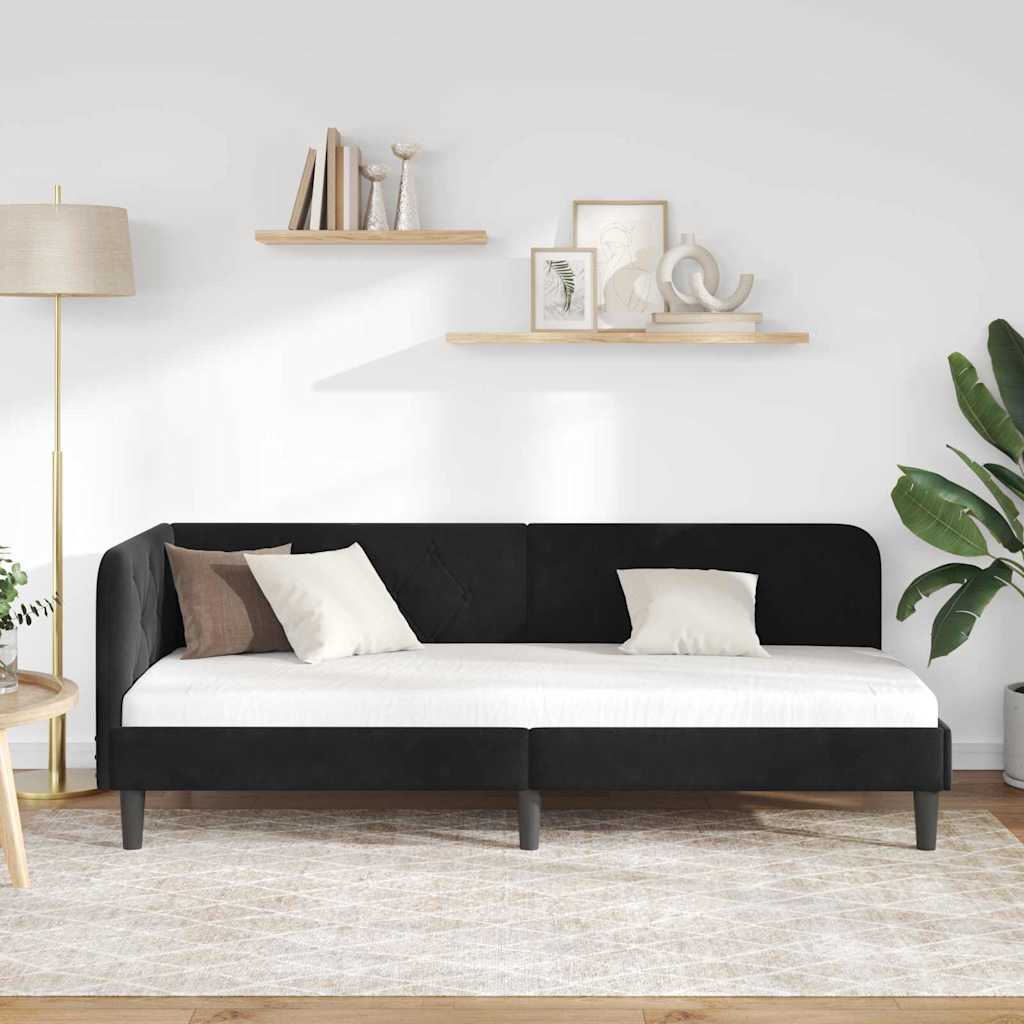 Kutni okvir kreveta Crna 80 x 200 cm Baršun