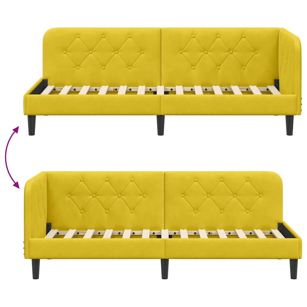 Kutni okvir kreveta Žuta 80 x 200 cm Baršun