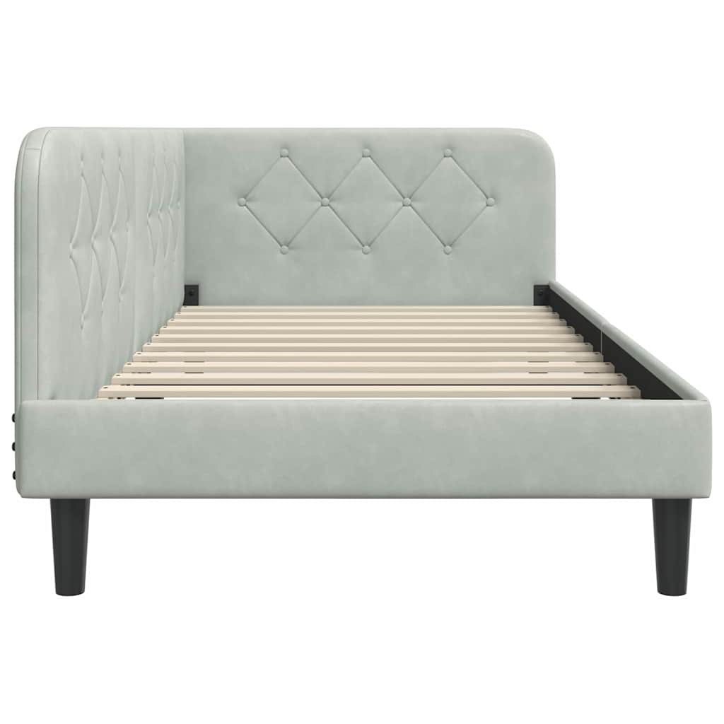 Kutni okvir kreveta Svijetlo siva 90 x 190 cm Baršun