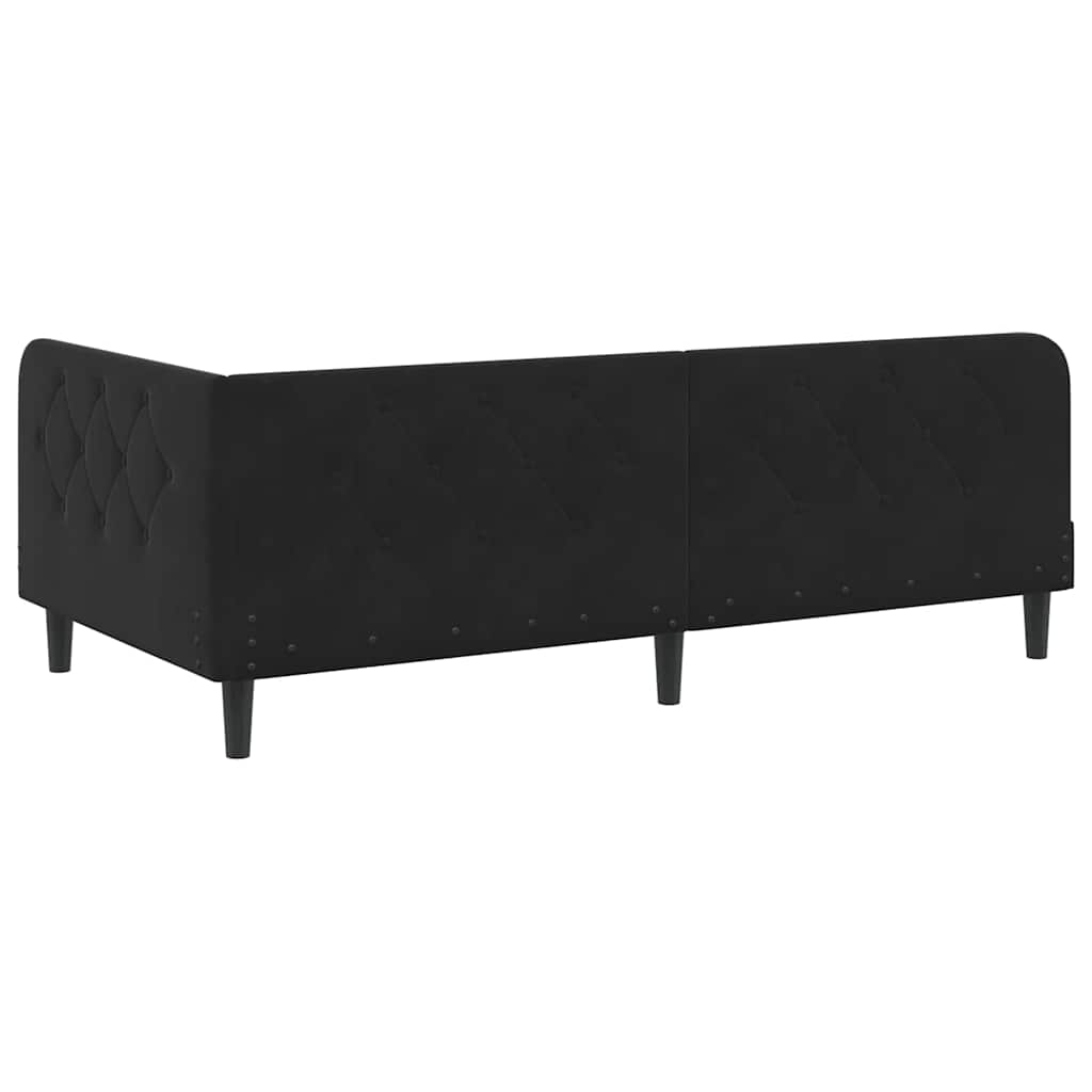 Kutni okvir kreveta Crna 90 x 190 cm Baršun