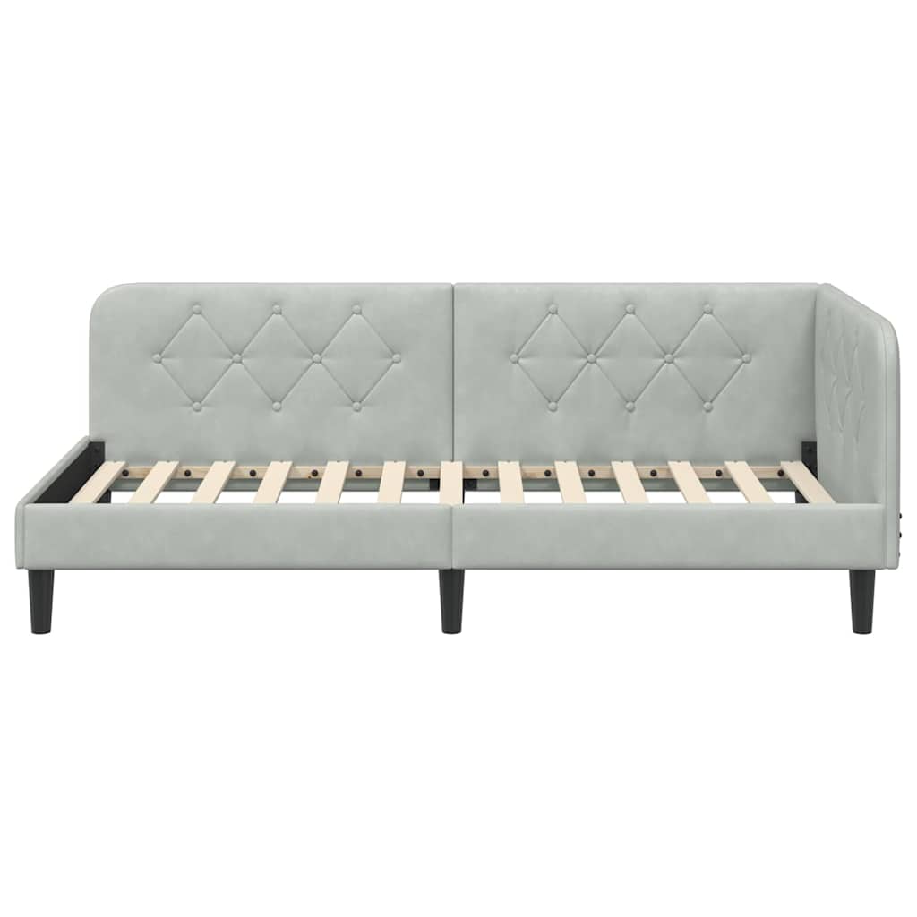 Kutni okvir kreveta Svijetlo siva 90 x 200 cm Baršun