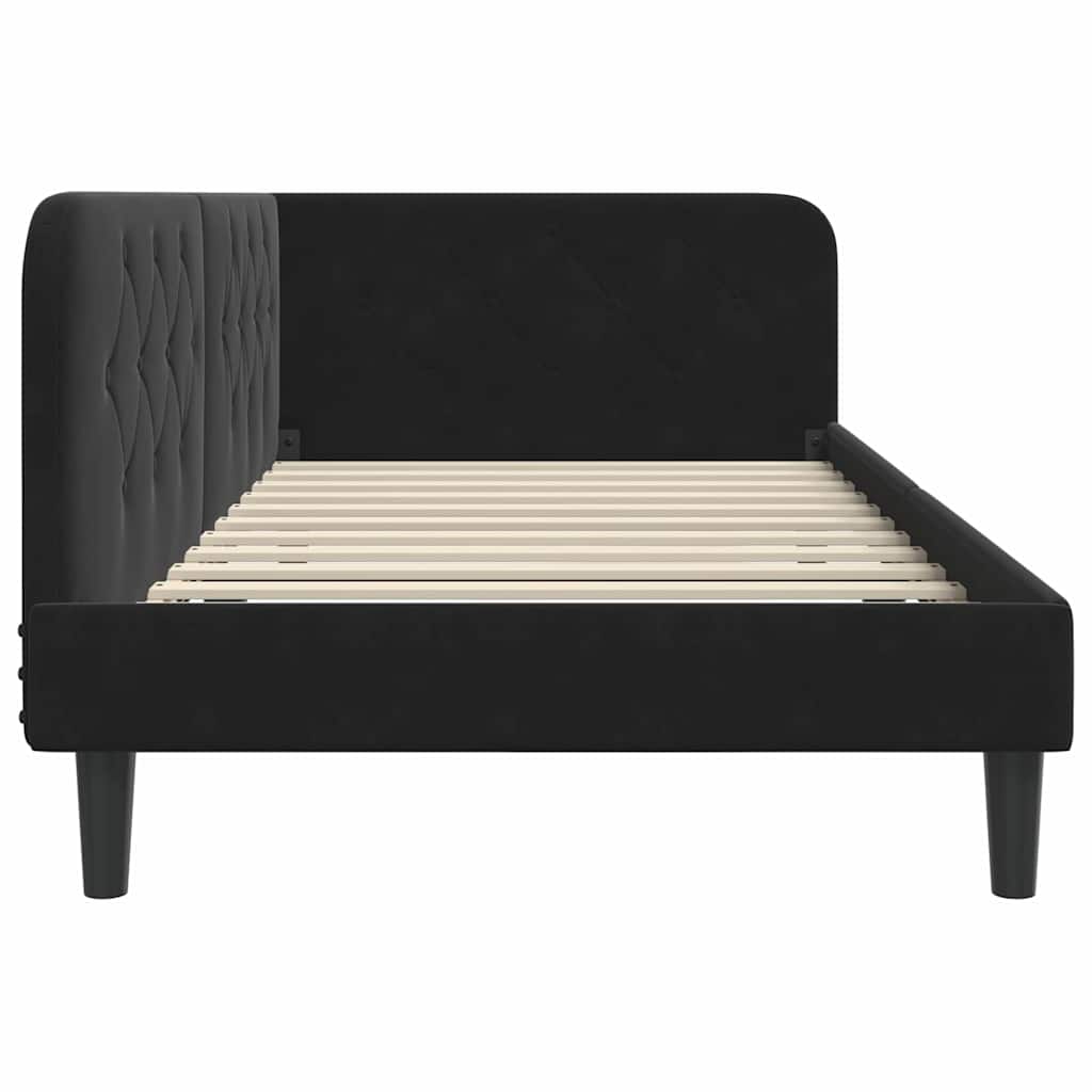 Kutni okvir kreveta Crna 90 x 200 cm Baršun