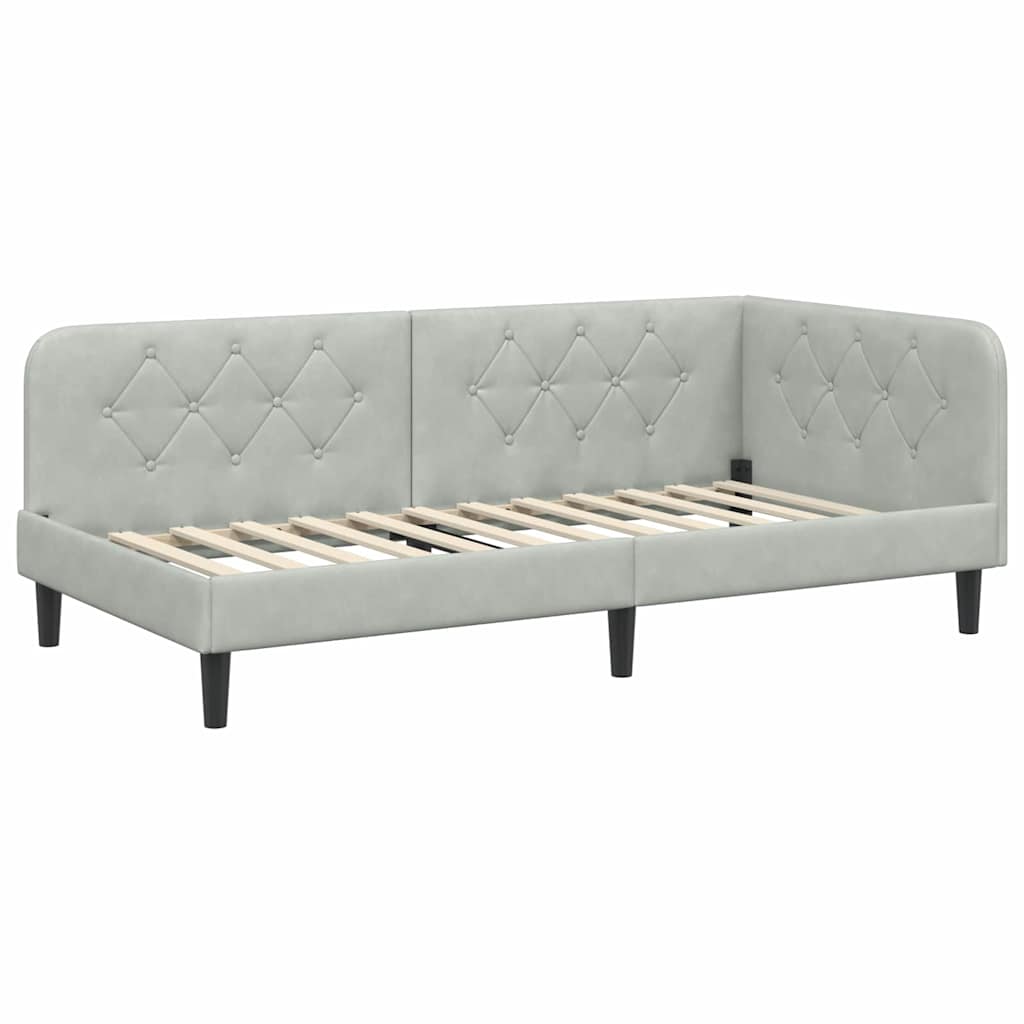 Kutni okvir kreveta Svijetlo siva 100 x 200 cm Baršun
