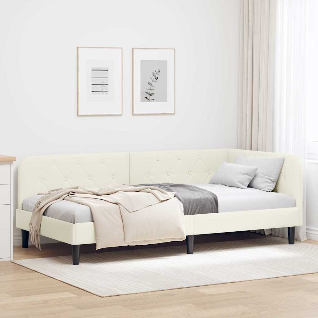 Kutni okvir kreveta Krema 100 x 200 cm Baršun