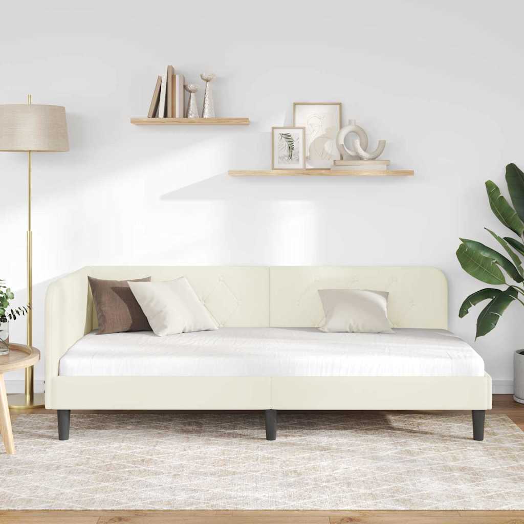 Kutni okvir kreveta Krema 100 x 200 cm Baršun