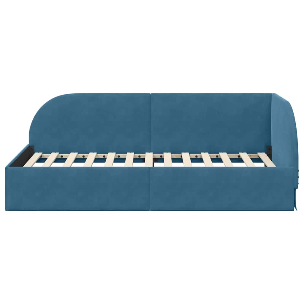 Kutni okvir kreveta s uzglavljem Plava 80 cm x 200 cm Baršun