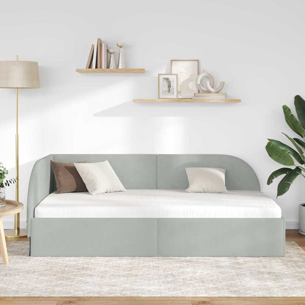 Kutni okvir kreveta Svijetlo siva 80 cm x 200 cm Baršun
