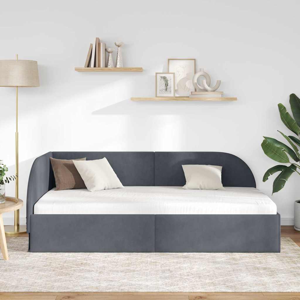 Kutni okvir kreveta Tamno siva 80 cm x 200 cm Baršun