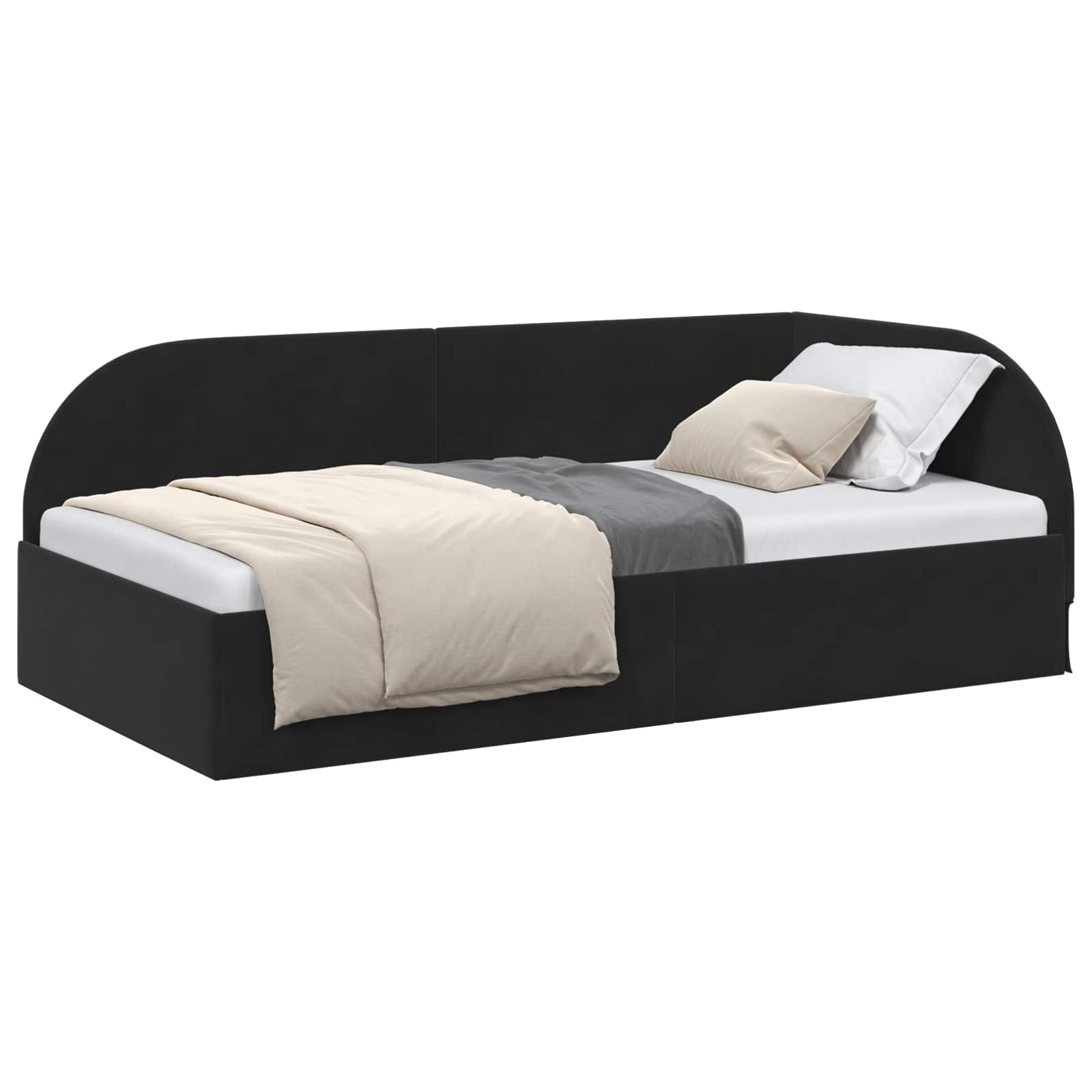 Kutni okvir kreveta s uzglavljem Crna 80 cm x 200 cm Baršun