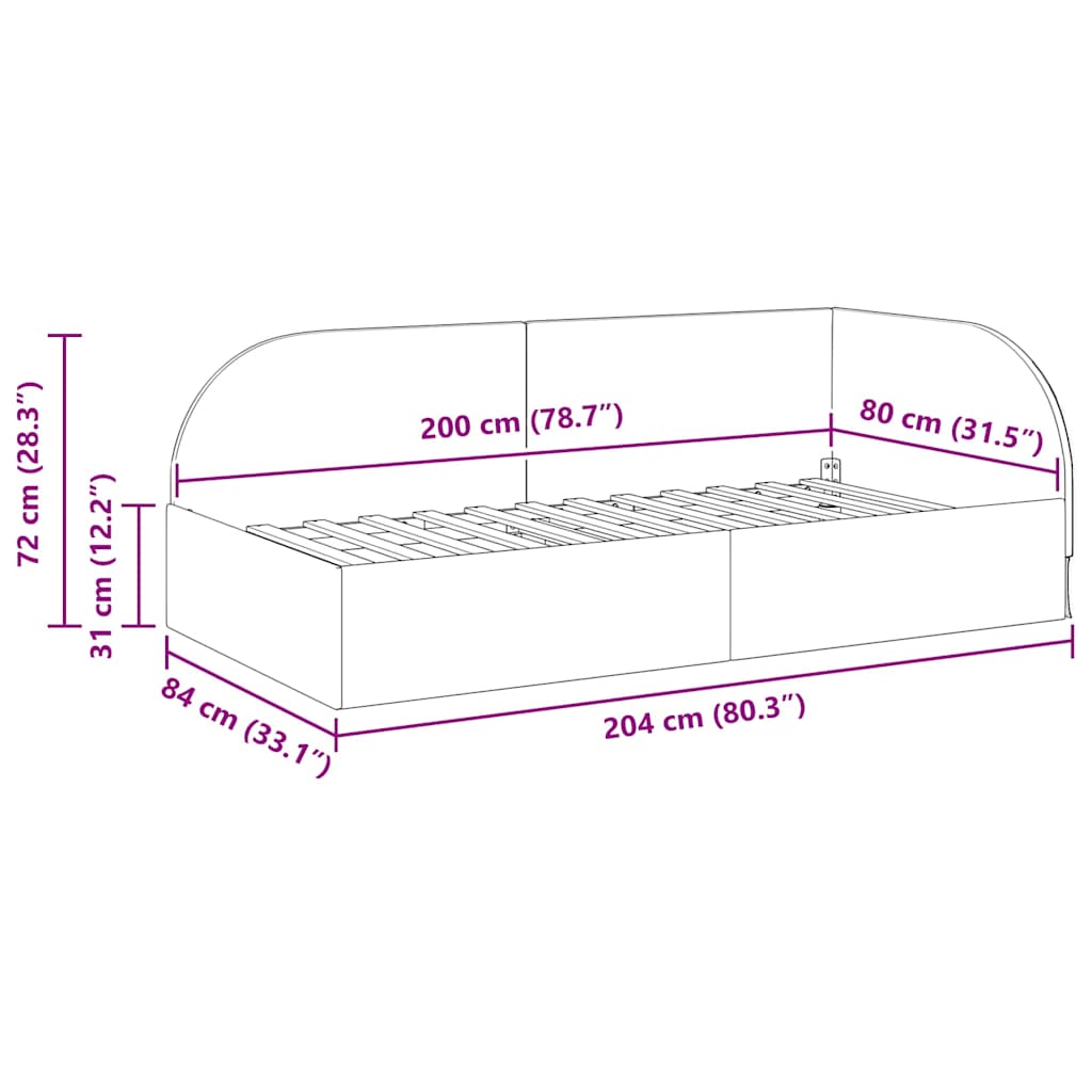 Kutni okvir kreveta s uzglavljem Žuta 80 cm x 200 cm Baršun
