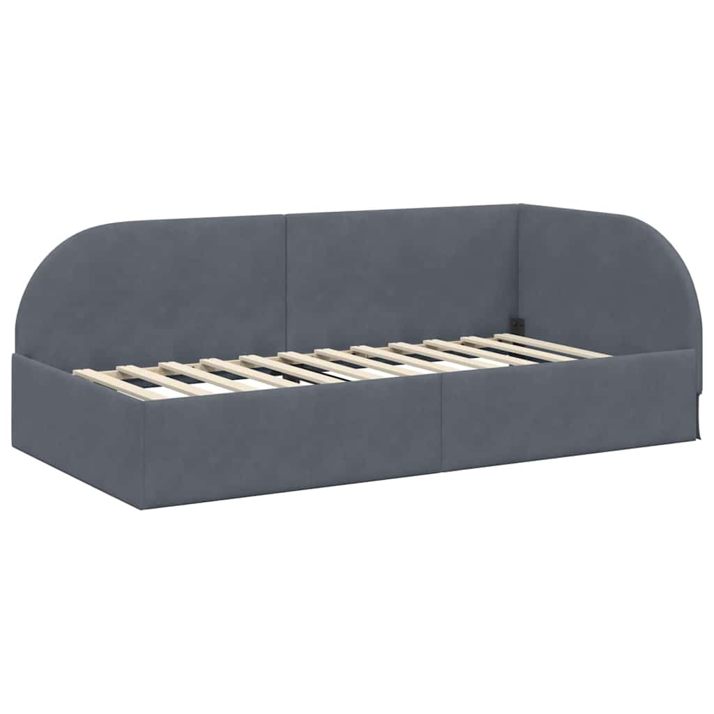 Kutni okvir kreveta Tamno siva 90 cm x 190 cm Baršun