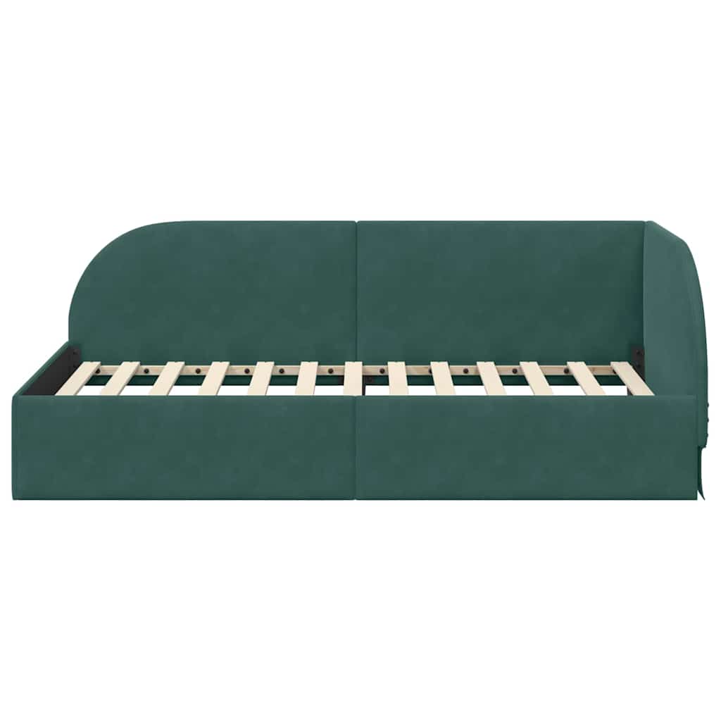 Kutni okvir kreveta Tamnozelena 90 cm x 190 cm Baršun