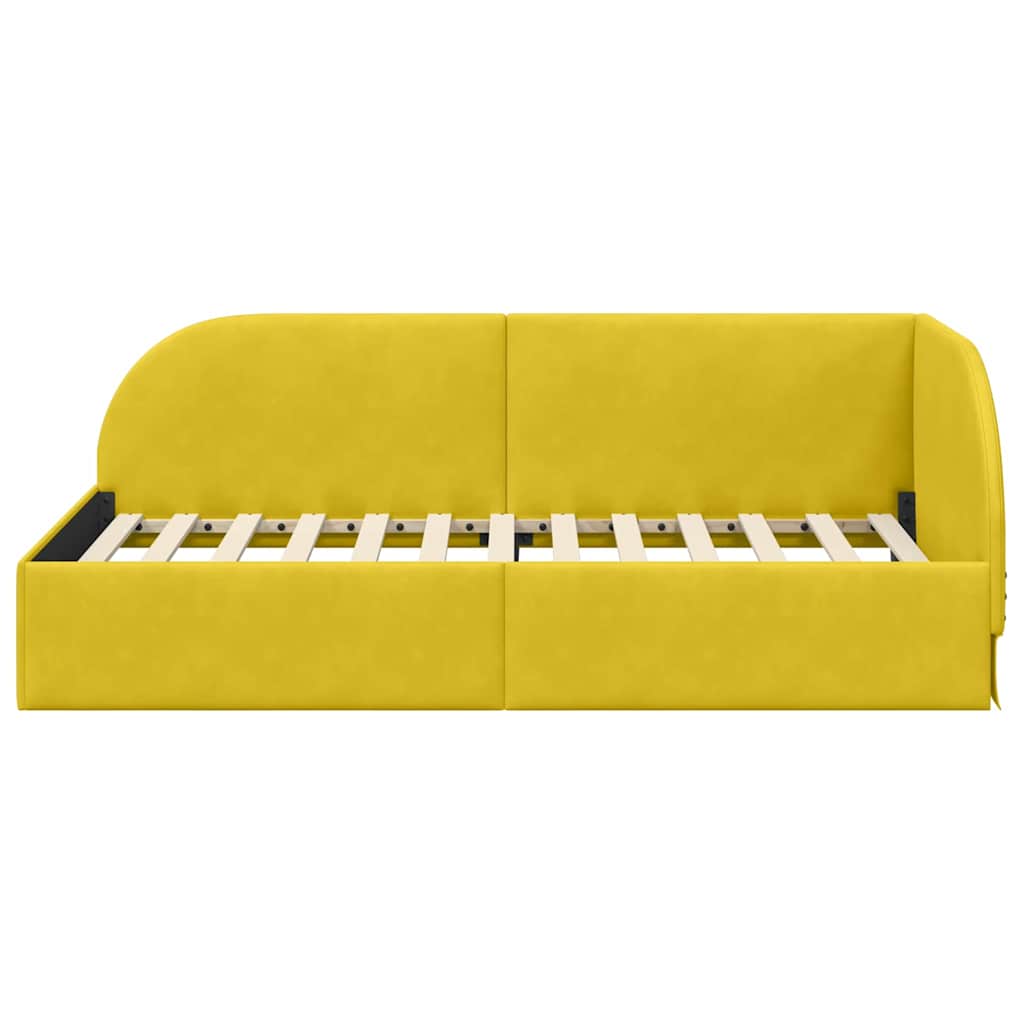 Kutni okvir kreveta s uzglavljem Žuta 90 cm x 190 cm Baršun