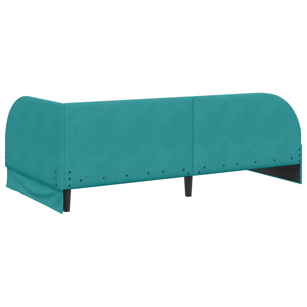 Kutni okvir kreveta s uzglavljem Tirkizna 90 cm x 190 cm Baršun