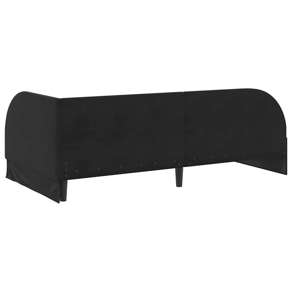 Kutni okvir kreveta s uzglavljem Crna 90 cm x 200 cm Baršun