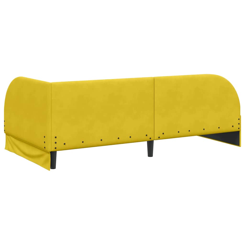 Kutni okvir kreveta s uzglavljem Žuta 90 cm x 200 cm Baršun