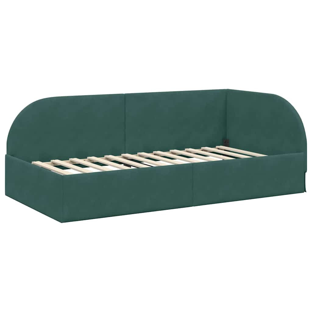 Kutni okvir kreveta Tamnozelena 100 cm x 200 cm Baršun