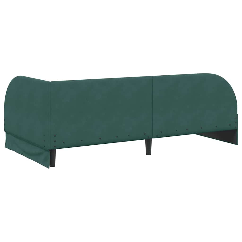Kutni okvir kreveta Tamnozelena 100 cm x 200 cm Baršun