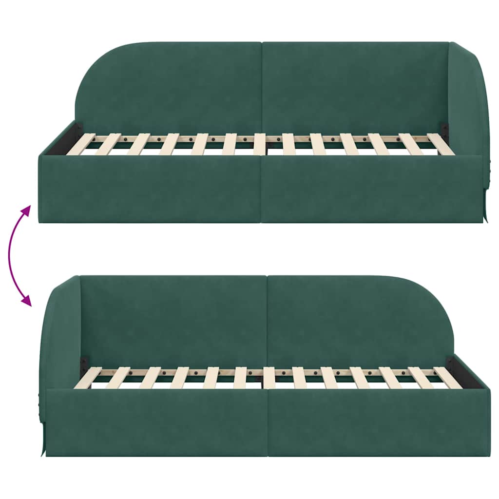 Kutni okvir kreveta Tamnozelena 100 cm x 200 cm Baršun