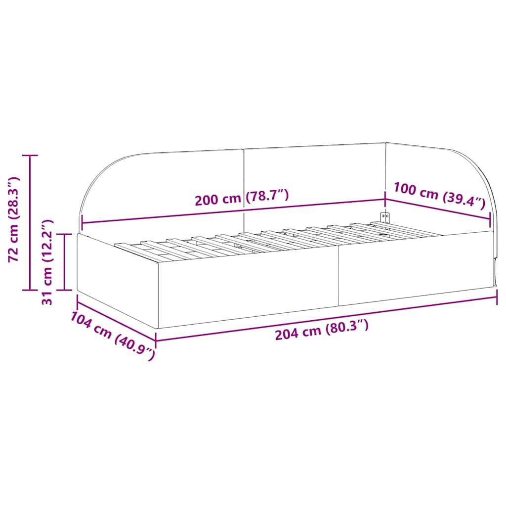 Kutni okvir kreveta Vinska crvena 100 cm x 200 cm Baršun