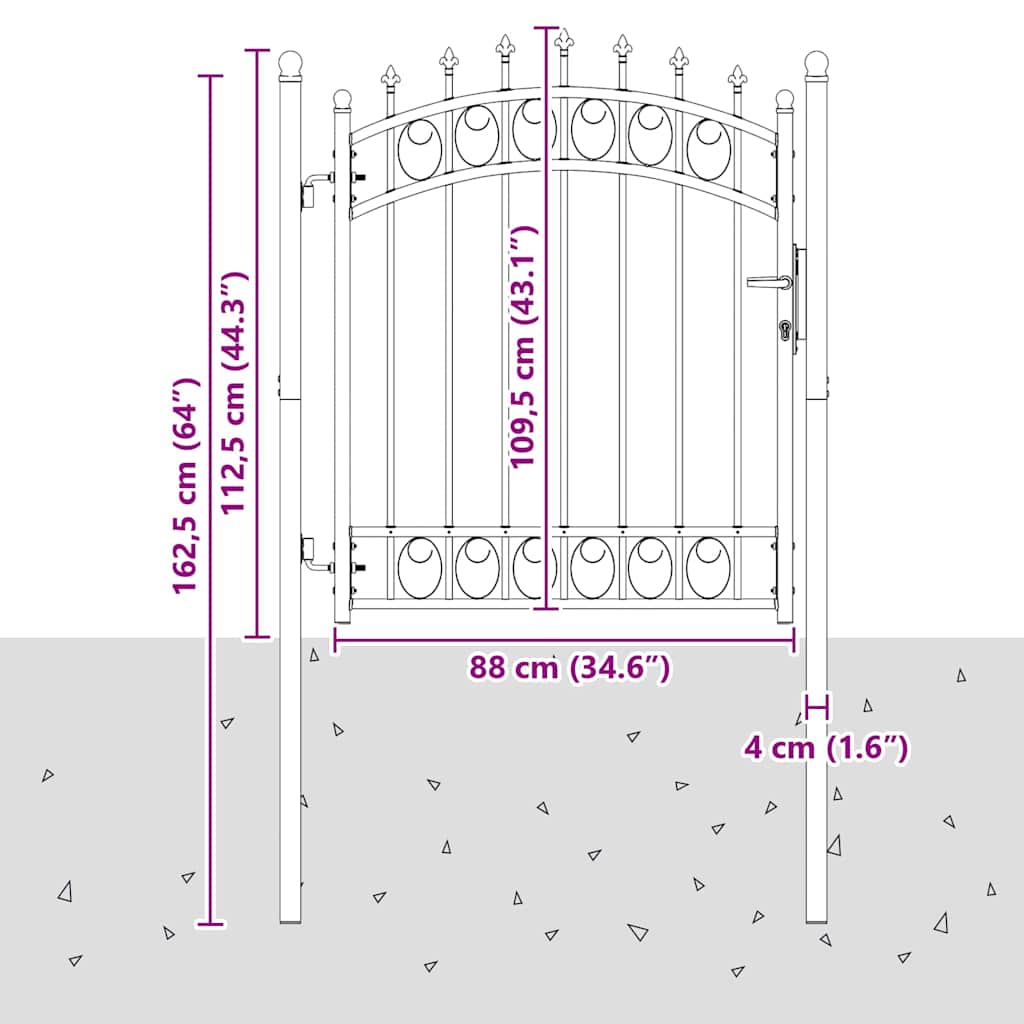 Vrata ograde s bodljama EMMEN 125 x 100 cm