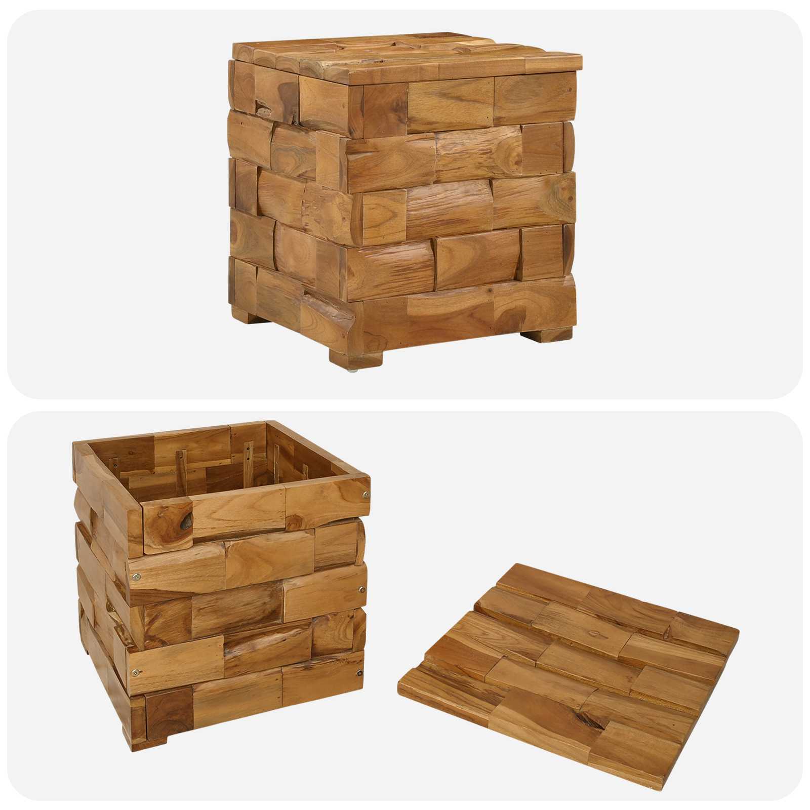Stolica za Skladištenje Smeđa 40 x 40 x 45 cm Čvrsto teak drvo