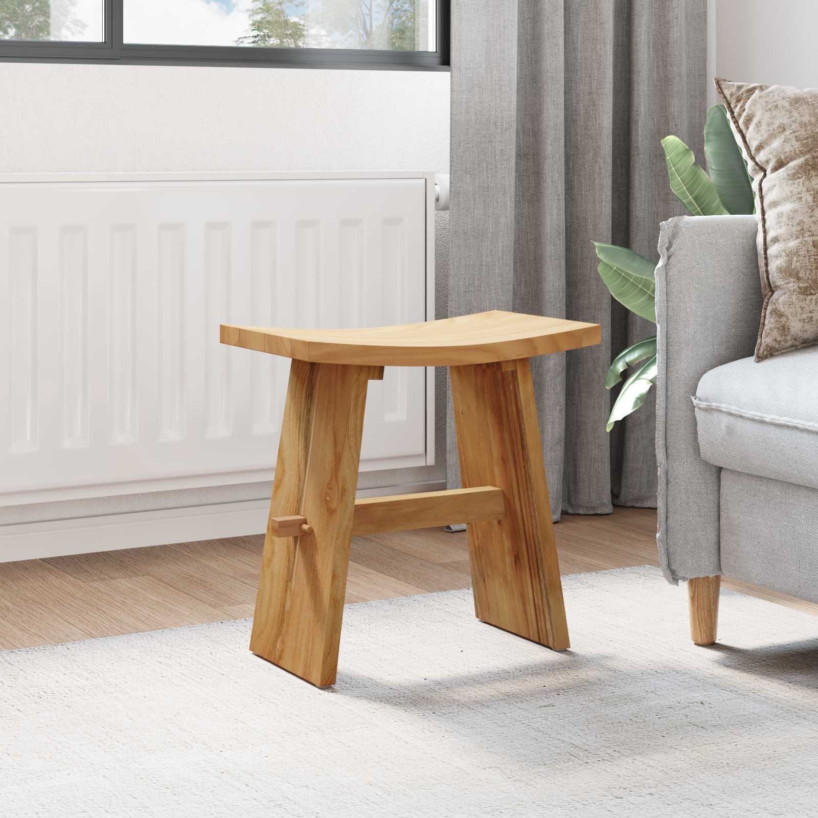 Kupaonska stolica Smeđa 50 x 29,5 x 50,5 cm Čvrsto teak drvo