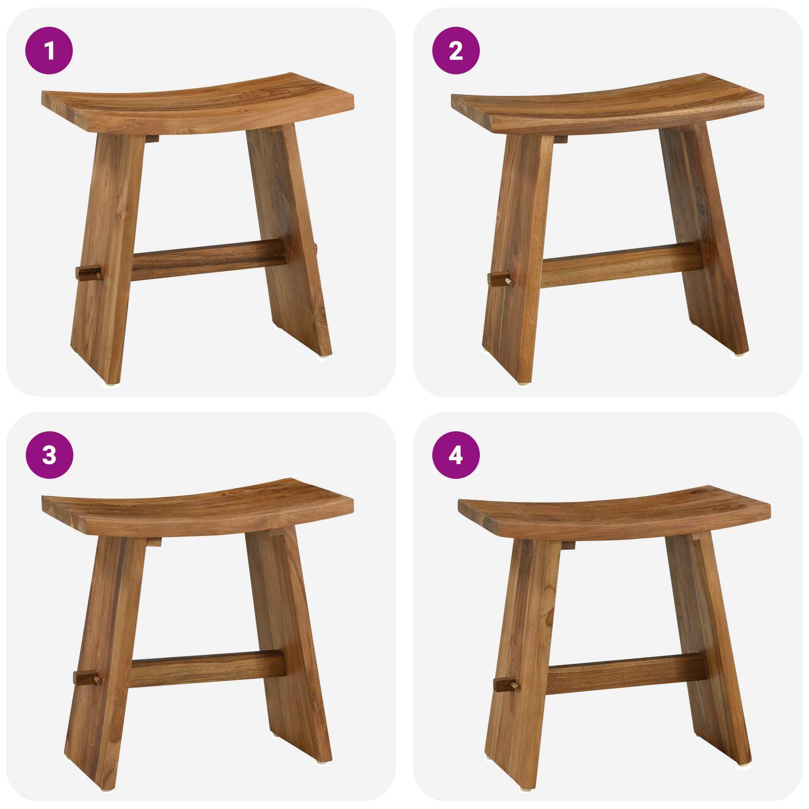 Kupaonska stolica Smeđa 50 x 29,5 x 50,5 cm Čvrsto teak drvo