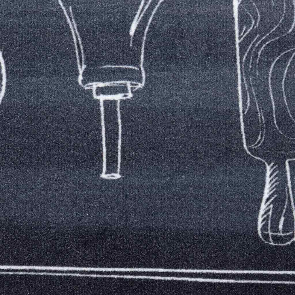 Kuhinjski Tepih Crna 180 x 60 cm Baršun