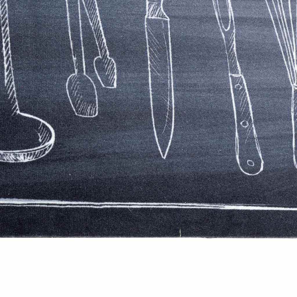 Kuhinjski Tepih Crna 150 x 45 cm Baršun