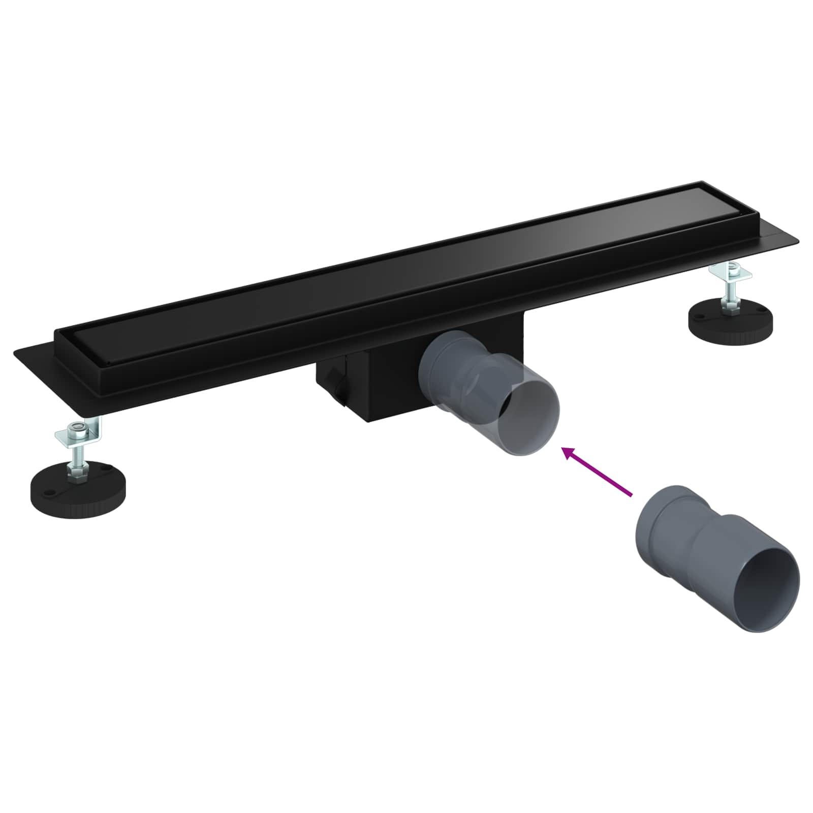 2 u 1 odvod za tuš Crna 60 cm Nehrđajući čelik 304