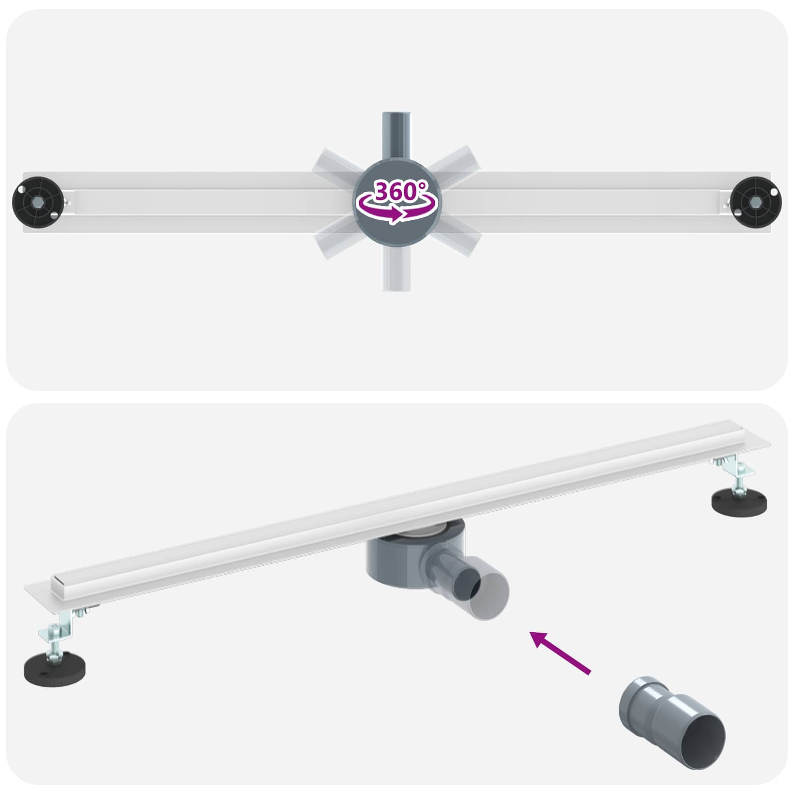 360° Odvod za tuširanje s tankim modelom Srebrno 80 cm