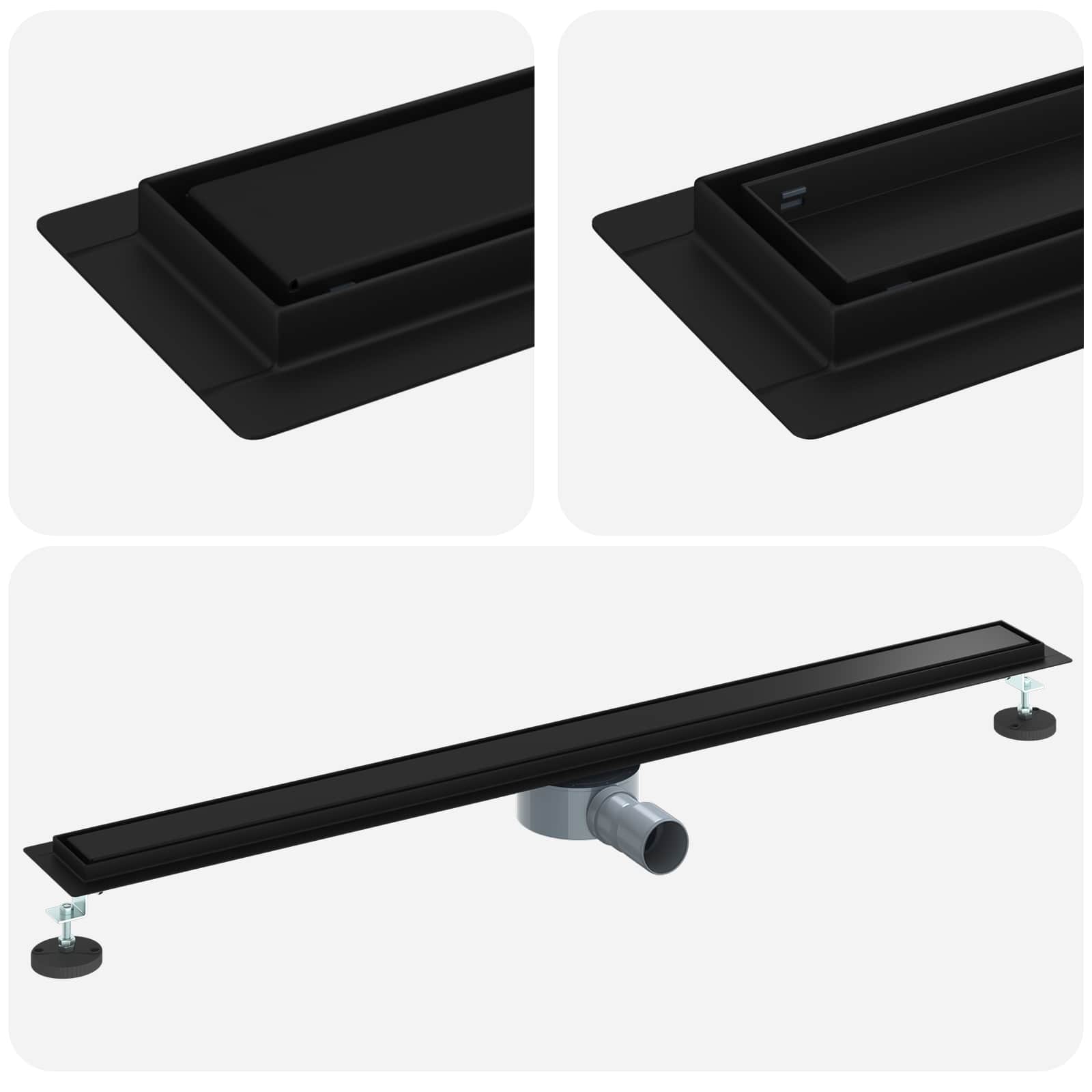 Tuš kanal 2-u-1 sa 360° sifonom Crna 100 cm