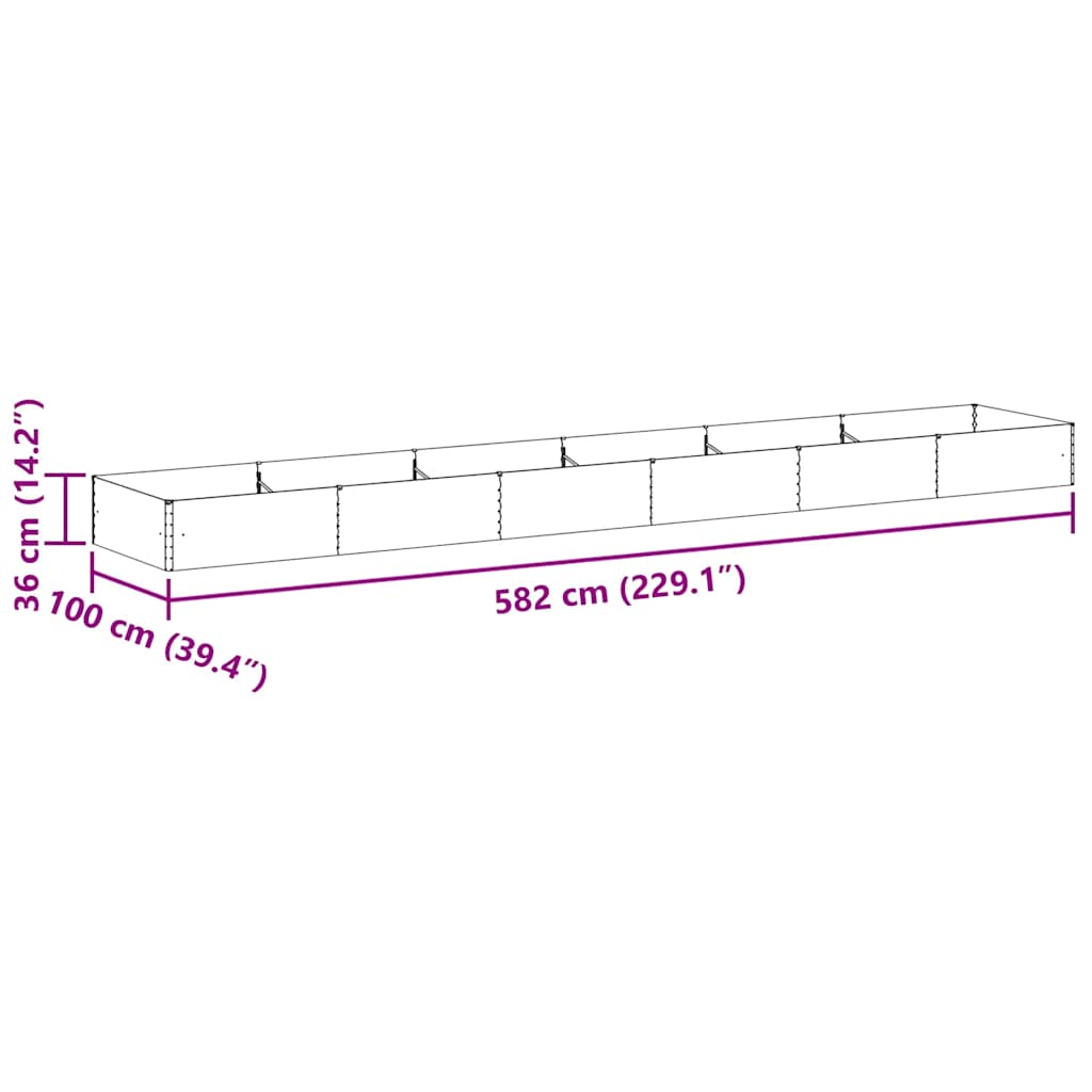 Povišena vrtna gredica 582 x 100 x 36 cm Cinkani čelik
