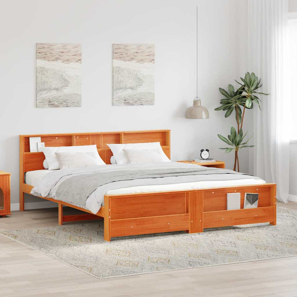 Krevetna konstrukcija Vosak smeđa 200 x 200 cm Masivna borovina