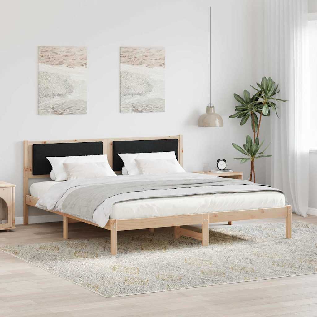 Krevetna konstrukcija Crna 200 x 200 cm Čvrsto borovo drvo
